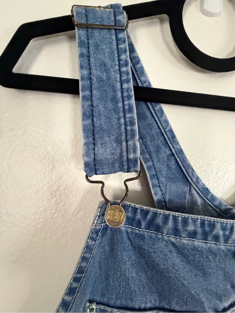 KEY IMPERIAL Bibs Overalls Men's 44x30 Denim Work Farmer Vintage Med Blue Jean
